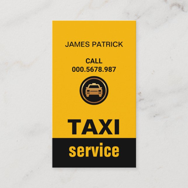 Einfache Minimalistische Vertikalgelbe Taxifahrt Visitenkarte (Vorderseite)