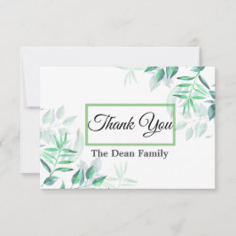 Einfache Minimalistische Wasserfarbe Beileid Grüne Dankeskarte