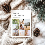 Einfache Minimalistische Weihnachtsfamilienfoto-Co Feiertagspostkarte<br><div class="desc">Diese schlichte und moderne Kollektion aus dem Foto der Familie Merry Christmas Postcard bietet Ihnen einen Ort, um Ihre Namen hinzuzufügen, und eine Nachricht auf der Rückseite in einer schönen Schrift-Typografie, sowie Raum für Sie, um Ihre eigene Foto-Montage (mit Platz für sieben Fotos). Die perfekte Weihnachtskarte für Ihre Familie, um...</div>