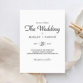 Einfache Minimalistische Weiße Hochzeit Einladung