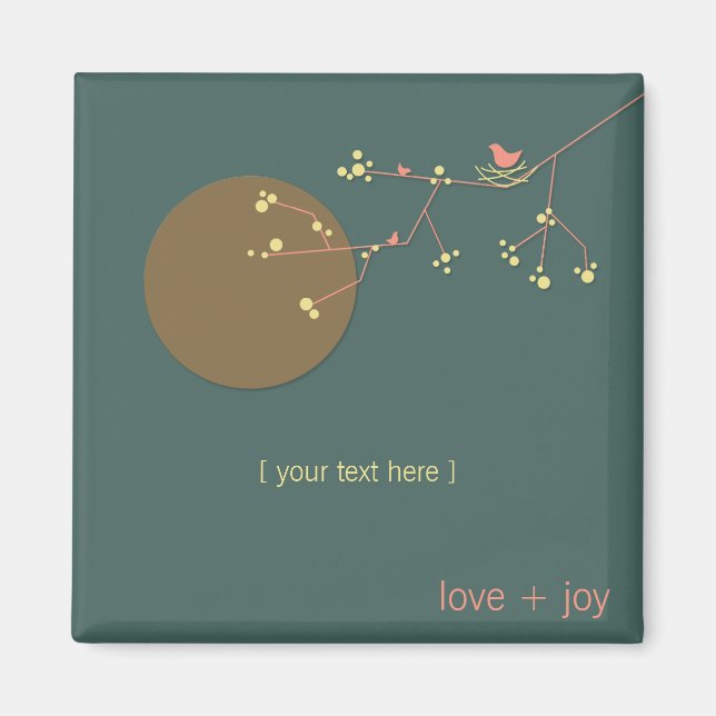 Einfache Minimalistische Whimsistische Nistvögel & Magnet (Vorne)