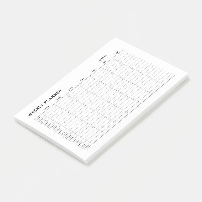 Einfache Minimalistische Wochenplaner Post-it Klebezettel (angewinkelt)
