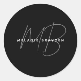 Einfache Minimalistische Zwei-Monogramm-Bezeichnun Runder Aufkleber