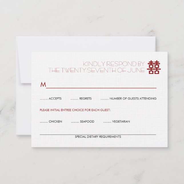 Einfache Minimalistische Zweitglücksszenierung Chi RSVP Karte (Vorderseite)
