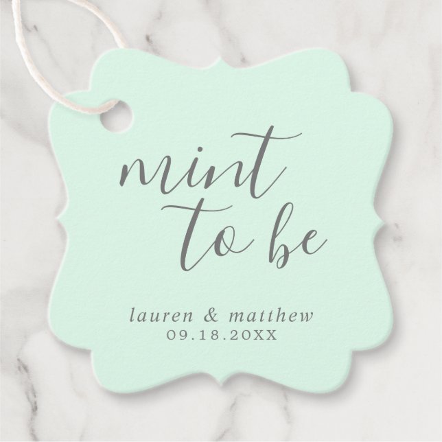 Einfache Mint Green Elegant Hochzeit Geschenkanhänger (Vorderseite)