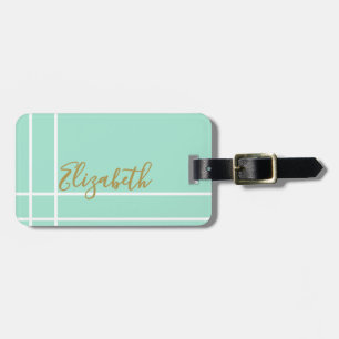 Einfache mintgrüne minimalistische Damen-Etikette Gepäckanhänger