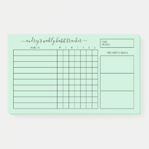 Einfache Minze Green White Weekly Habit Tracker Post-it Klebezettel
