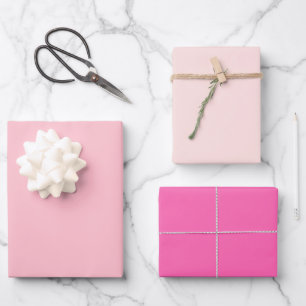 Einfache Misty Rose Hot Pink Schattierungen 3 Töne Geschenkpapier Set