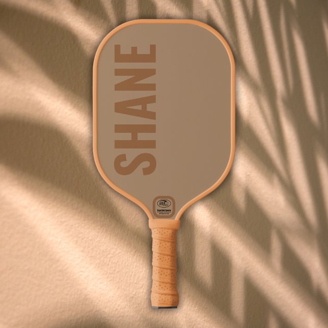 Einfache mit Monogramm Bezeichnung TAN | Pickleball Schläger (Von Creator hochgeladen)