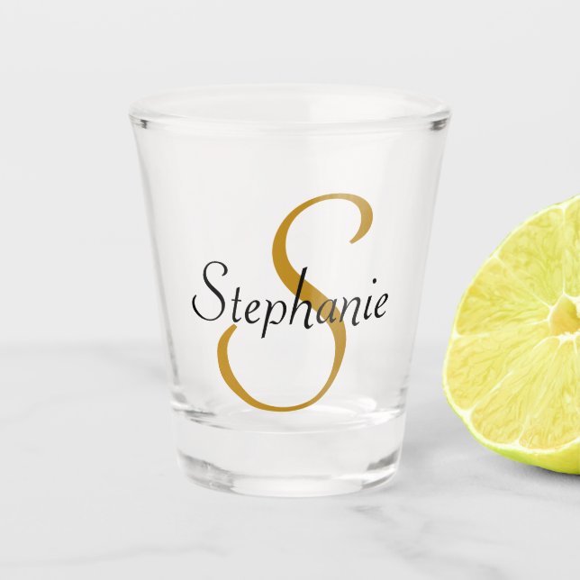 Einfache Mit Monogramm Initial- und Namensgebung Schnapsglas (Vorderseite)