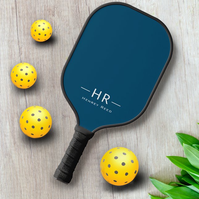 Einfache Mit Monogramm Navy-Initialen Pickleball Schläger (Von Creator hochgeladen)