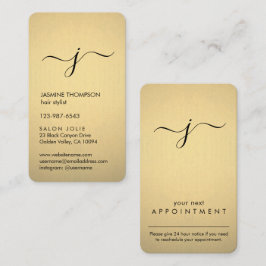 Einfache Mit Monogramm Schwarz & Imitate - Vertica Terminkarte