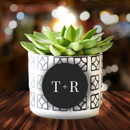 Einfache Mit Monogramm Schwarz-Weiß-Hochzeit Runder Aufkleber