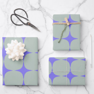 Einfache Mitte des Jahrhunderts Modernes Lila blau Geschenkpapier Set