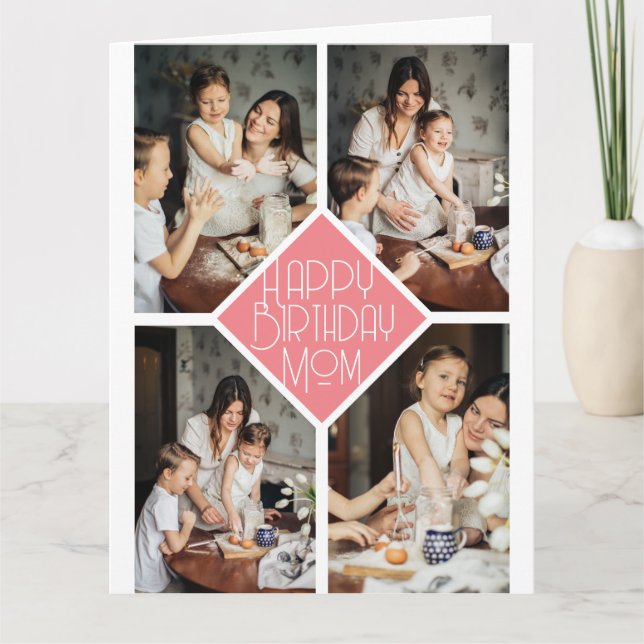 Einfache Modern Happy Geburtday Mama Foto Collage Karte (Vorderseite)