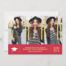 Einfache Moderne 3 Foto Collage Roter Abschluss