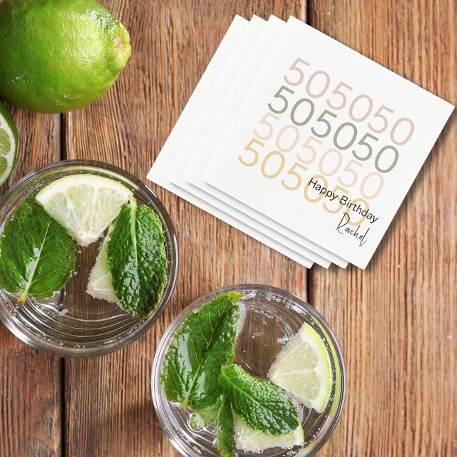 Einfache moderne 50. Geburtstagspapier Napkin Serviette (Von Creator hochgeladen)