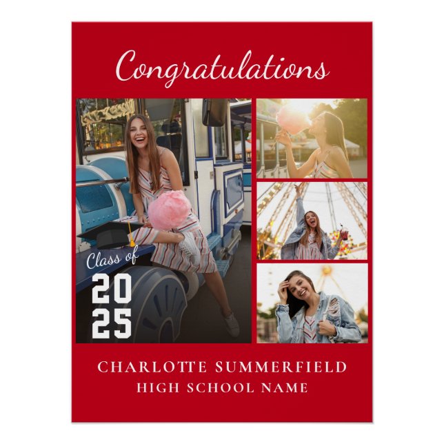 Einfache moderne Abschluss-Collage 2025 Poster (Vorderseite)