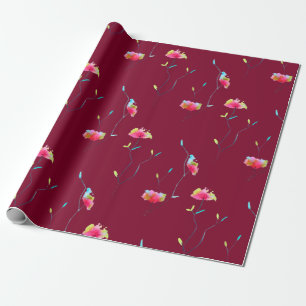 Einfache moderne abstrakte japanische Blume in ros Geschenkpapier