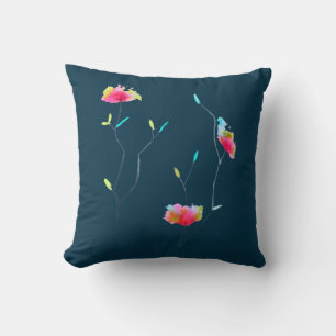 Einfache moderne abstrakte japanische Blume in ros Kissen
