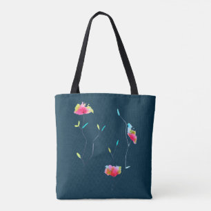 Einfache moderne abstrakte japanische Blume in ros Tasche