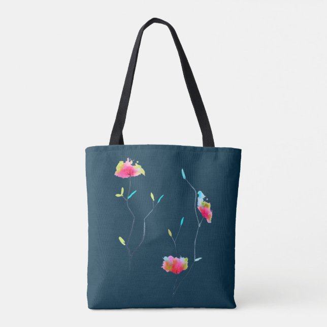 Einfache moderne abstrakte japanische Blume in ros Tasche (Rückseite)