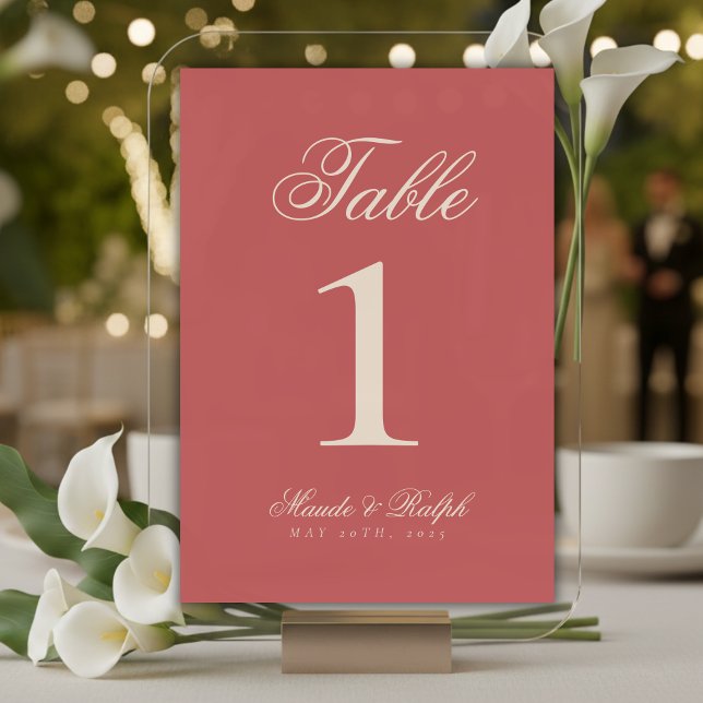 Einfache moderne Alt-Geld-Rose Hochzeit Tischnummer (Guide guests to their seats with sophistication using these Simple Modern Old Money Table Numbers!)