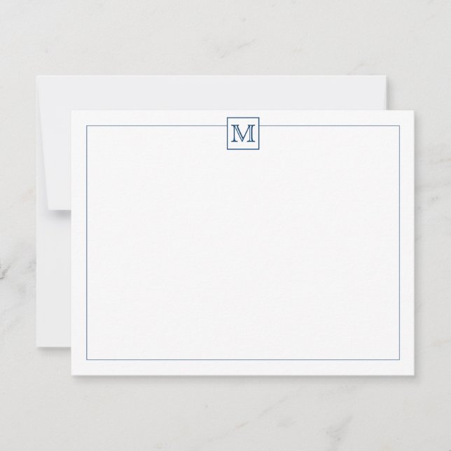Einfache moderne Anfangsmonogramm Navy Blue Mitteilungskarte (Vorderseite)