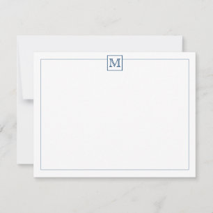 Einfache moderne Anfangsmonogramm Navy Blue Mitteilungskarte