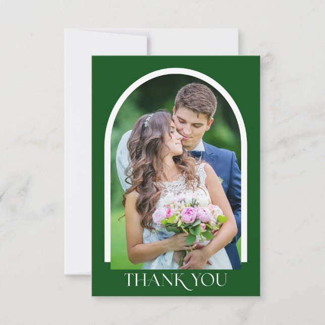 Einfache, moderne, angefertigte Foto Hochzeit Dank Dankeskarte (Vorderseite)