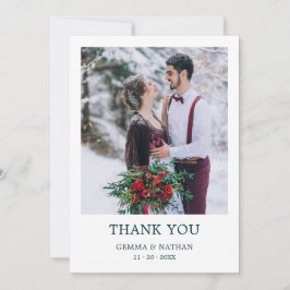 Einfache moderne Aquamarin 1 Foto Hochzeit Dankesc Dankeskarte
