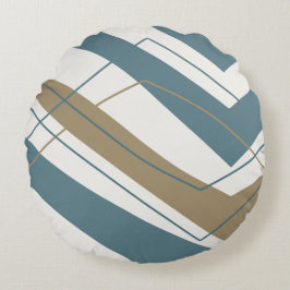 Einfache, moderne Aquamarine Gold-Runde Rundes Kissen