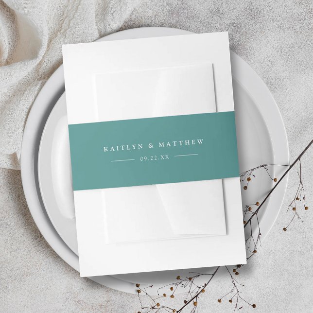 Einfache moderne Aquamarine Grüne Hochzeit Einladungsbanderole (Von Creator hochgeladen)