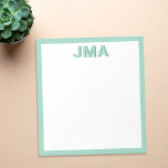 Einfache, moderne Aquamarine Monogramm Notizblock<br><div class="desc">Erstellen Sie Ihre eigene personalisierte Monogramm-Schreibmaschine mit Ihren eigenen Initialen oder Namen in moderner minimalistischer Typografie.</div>
