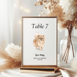 Einfache moderne Aquarell-Hunde-Hochzeit  Tischnummer