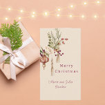 Einfache, moderne Aquarellfarben - Weihnachten Mitteilungskarte<br><div class="desc">Einfache Moderne Aquarellfarben Weihnachtskarte Eine moderne minimalistische und elegante "Frohe Weihnachten" Notizkarte, die mit Ihrem Namen individuell gestaltet werden kann. Eine rosa Magenta "Frohe Weihnachten" Typografie auf einem warmen, weißen Hintergrund mit Aquarell botanischen Details. Die Rückseite dieser Notizkarte ist ein passender warmer weißer Hintergrund mit einem eleganten Weihnachtskerzendesign. Fügen Sie...</div>