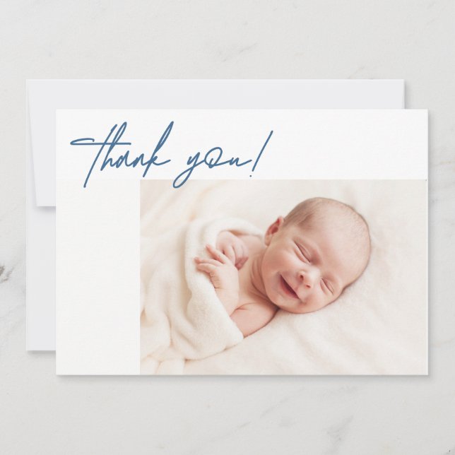 Einfache moderne Baby Boy Blue Geburt Baby Duschge Ankündigung (Vorderseite)