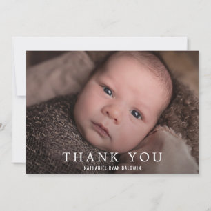 Einfache moderne Baby Boy Foto Babydusche Dankeskarte