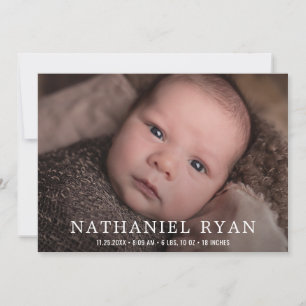Einfache moderne Baby Boy Foto Birth Ankündigung