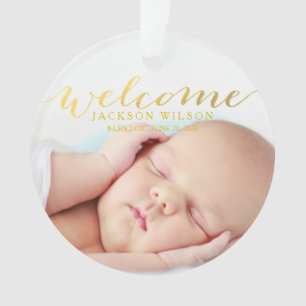 Einfache moderne Baby-Geburtsfoto-Ankündigung Ornament