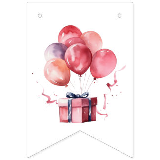 EINFACHE MODERNE BABY GIRL WATERCOLOR BALLOONS DUS WIMPELKETTE
