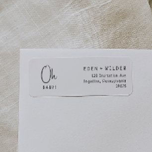 Einfache moderne Babydusche Oh Baby Rücksendeadres