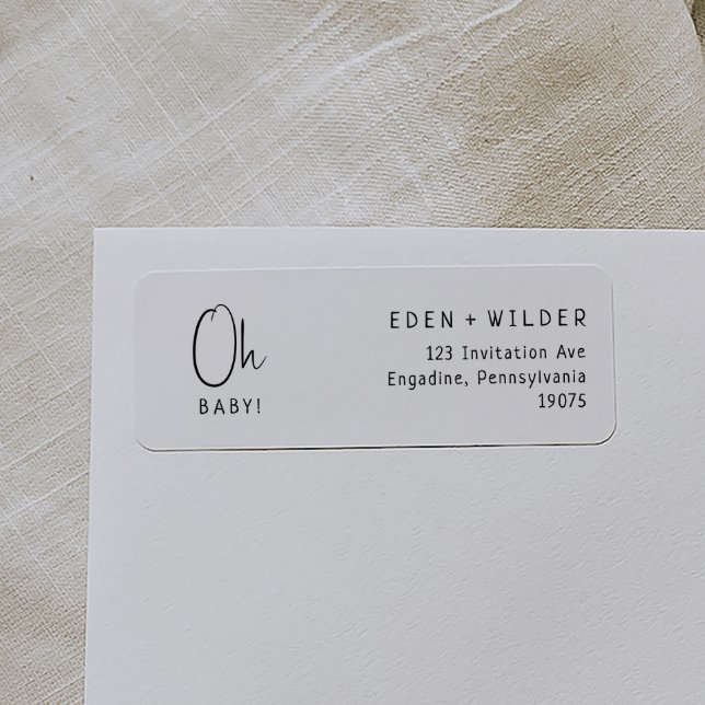 Einfache moderne Babydusche Oh Baby Rücksendeadres (Von Creator hochgeladen)