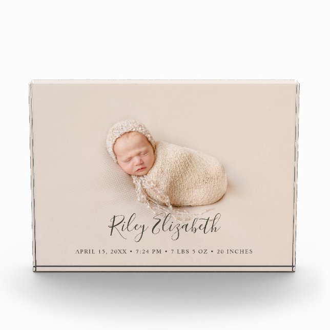 Einfache moderne BabyGeburtsstaten und neugeborene Fotoblock (Vorderseite)