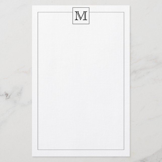 Einfache, moderne Basis-Anfangsgrenze für Monogram Briefpapier (Vorderseite)