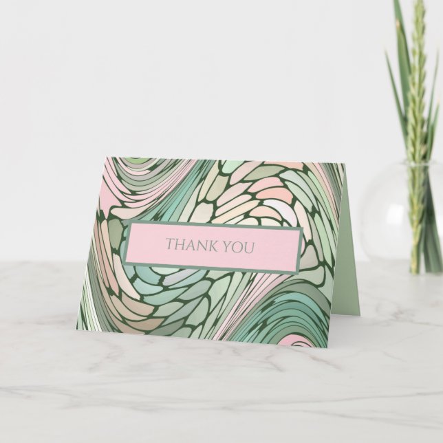 Einfache moderne Bat Mitzvah Rosa und Grün Dankeskarte (Vorderseite)