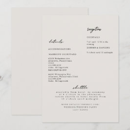 Einfache, moderne Beige Hochzeitsdetails Einladung