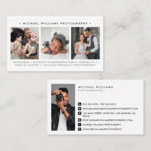 Einfache moderne Berufliche Fotografin mit 4 Fotos Visitenkarte