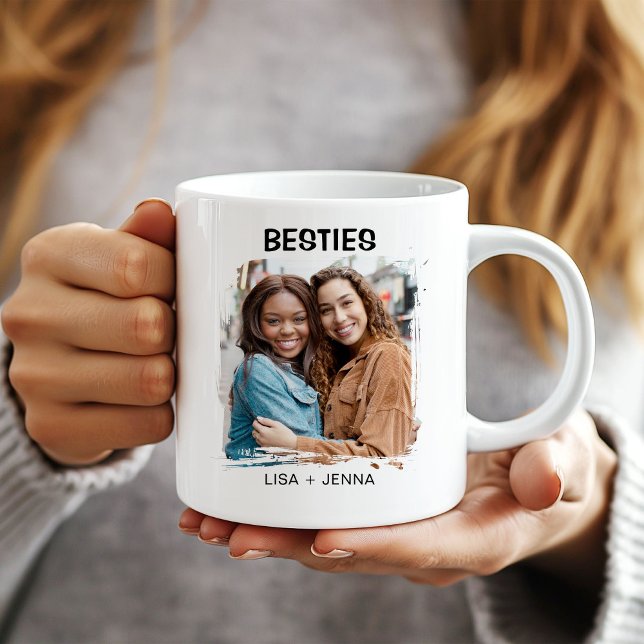 Einfache moderne Besties Best Friends Foto Kaffeetasse (Von Creator hochgeladen)
