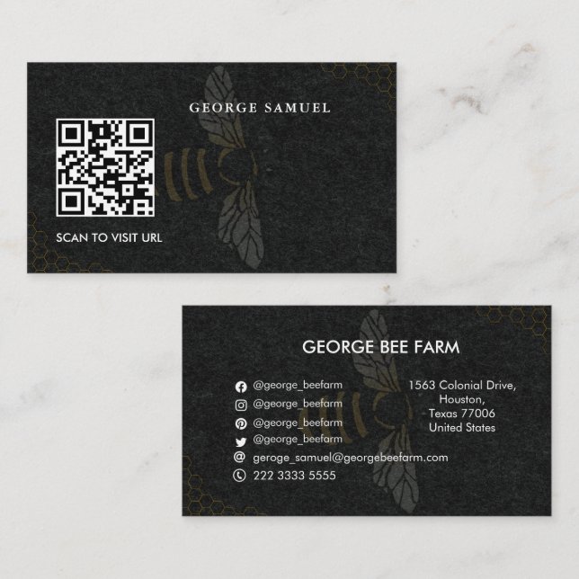 Einfache, moderne Bezeichnung des Betriebs | QR-Co Visitenkarte (Vorne/Hinten)